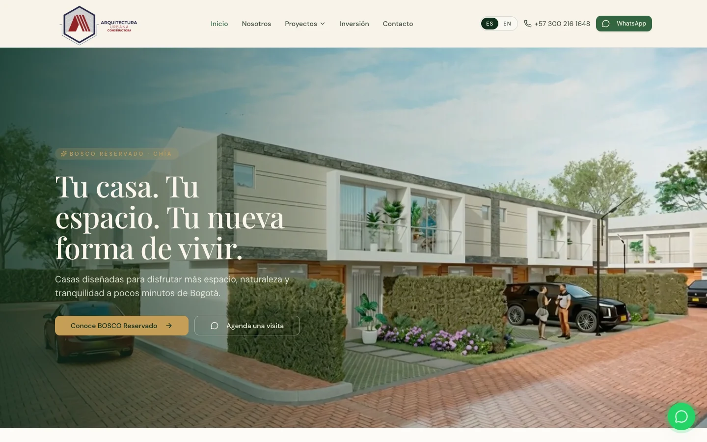 Screenshot of the website for BOSCO Reservado