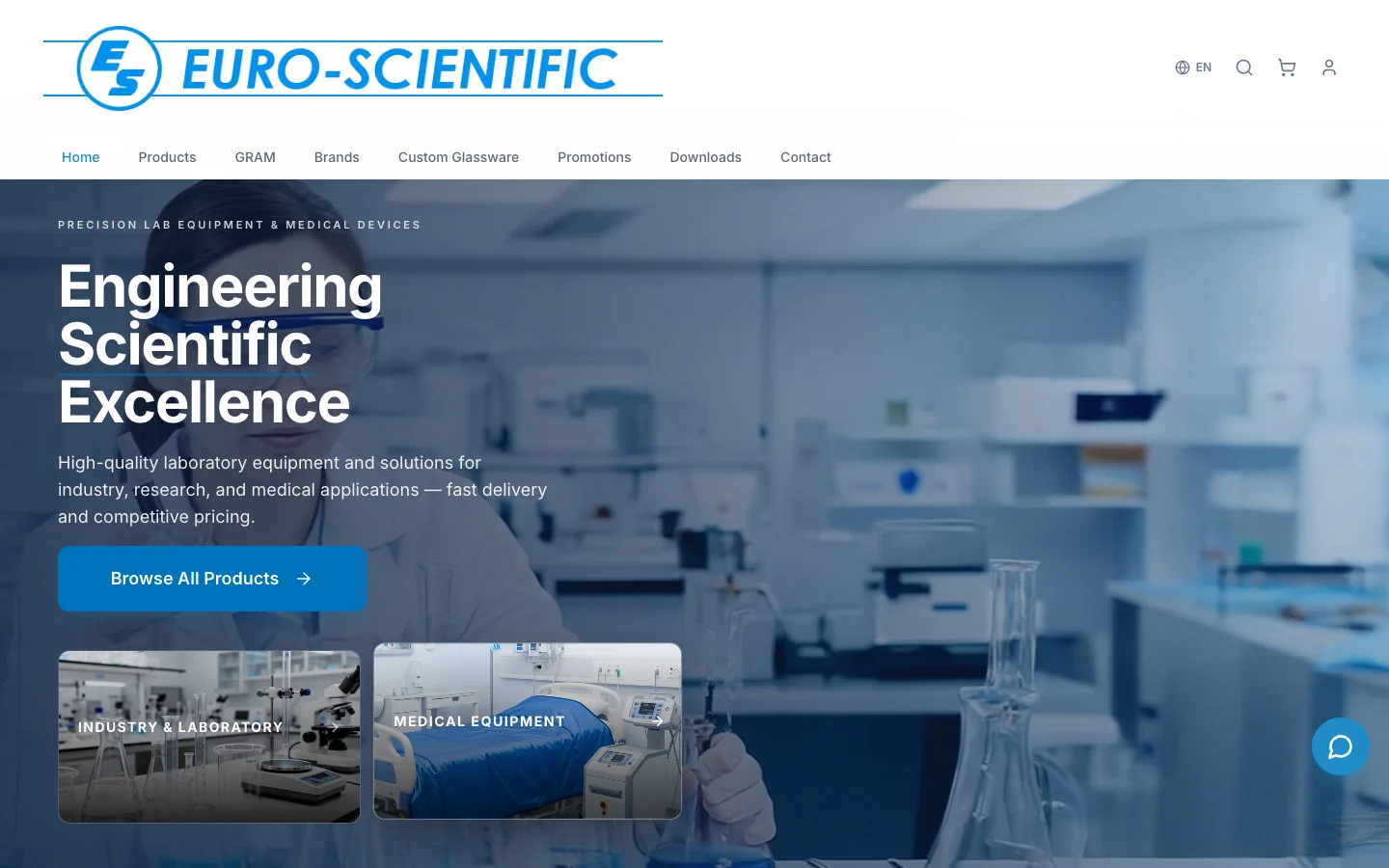 Screenshot of the website for Euro Scientific